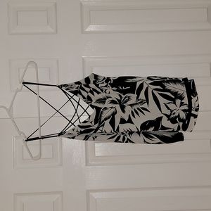 Express Black & White Floral Criss-cross Tank